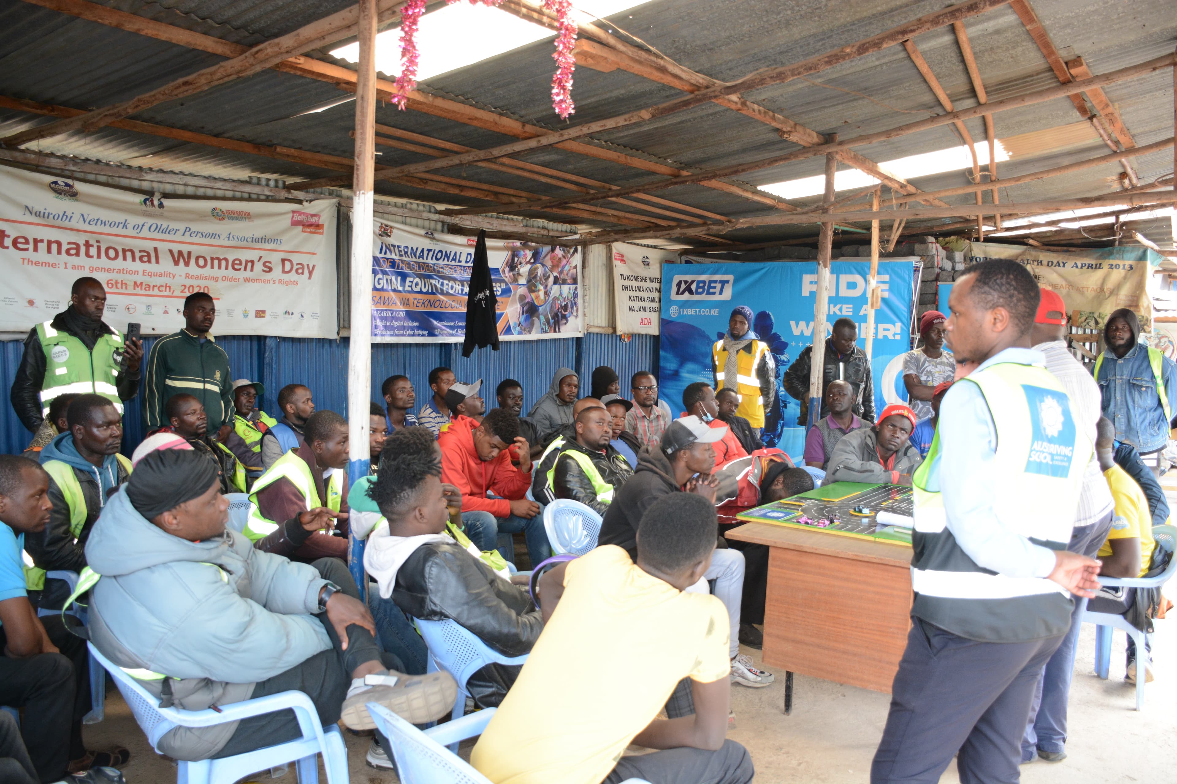 Riders during a wide ARUSi bodaa rider-safety training session in Riruta.